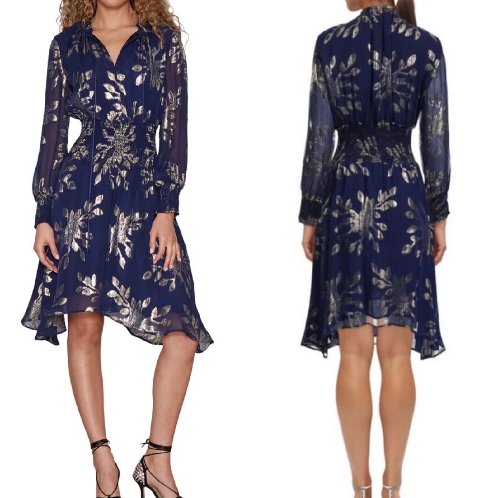 Nwt Delfi Collective Rochelle Silk Dress In Navy Size Small